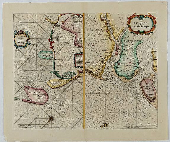 GOOS, P. -  De Texel Stroom .. vant Marsdiep./ Caarte van De Mase..