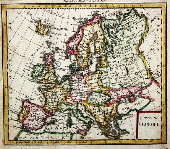 Old map by Buffier, 1871 map of europe. Old map by Buffier,