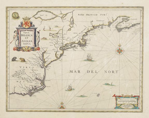 Old map by JANSSONIUS,J. - Nova Belgica et Anglia Nova.