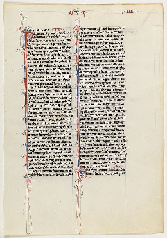 BIBLE Leaf on vellum from a 13th century manuscript Bible