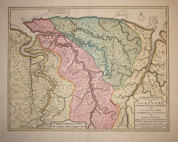 Ottens, J. - Nieuwe kaart van Suriname..