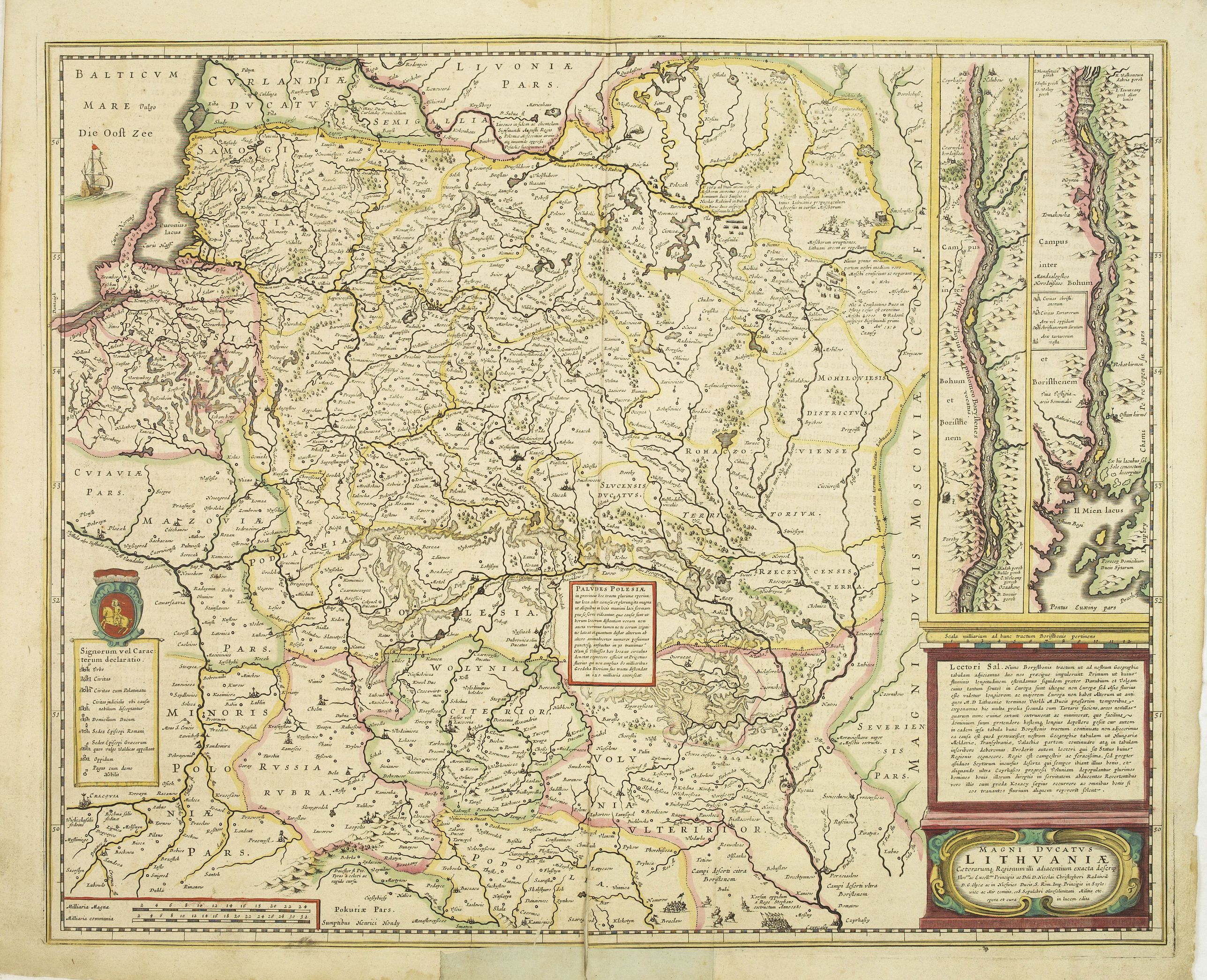HONDIUS, H., Magni Ducatus Lithuaniae Caetrarumq Regionum illi Adiacentium exacta decrip. . ., antique map, old maps