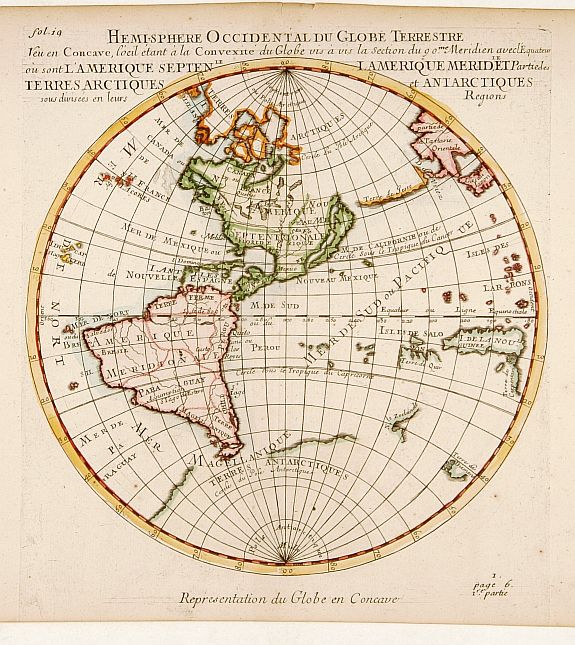 MOULLAER-SANSON,P.,  Hemisphere Superieur du Globe Terrestre.., antique map, old maps