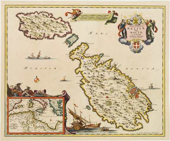 VISSCHER, N., Insularum Melitae vulgo Maltae et Gozae. . ., antique map, old maps