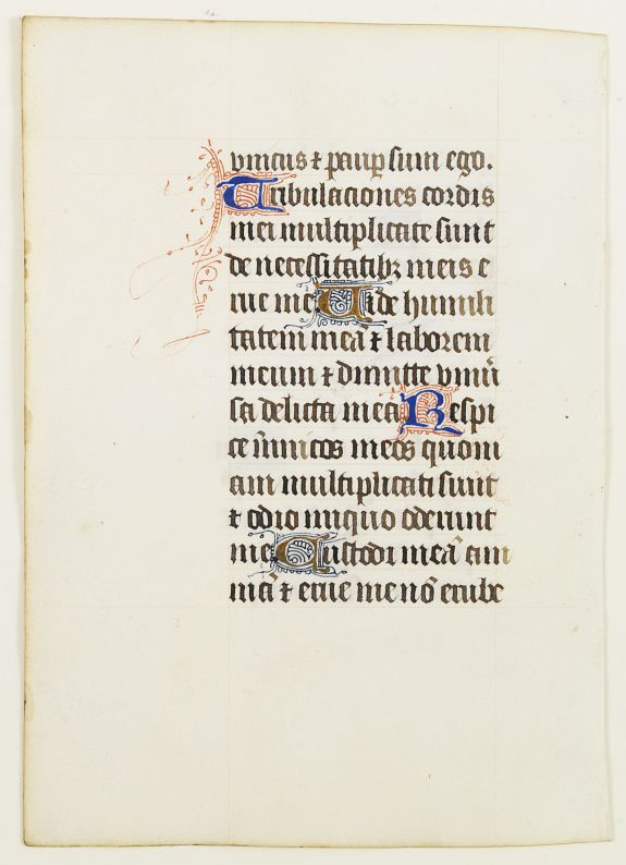 ANONYMOUS,  Book of Hours, Manuscript leaf on vellum., antique map, old maps