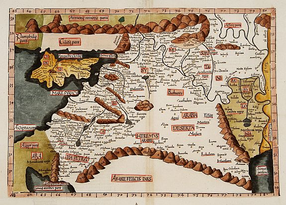 FRIES, L.,  Tabula Quarta Asia (Holy Land and Cyprus), antique map, old maps