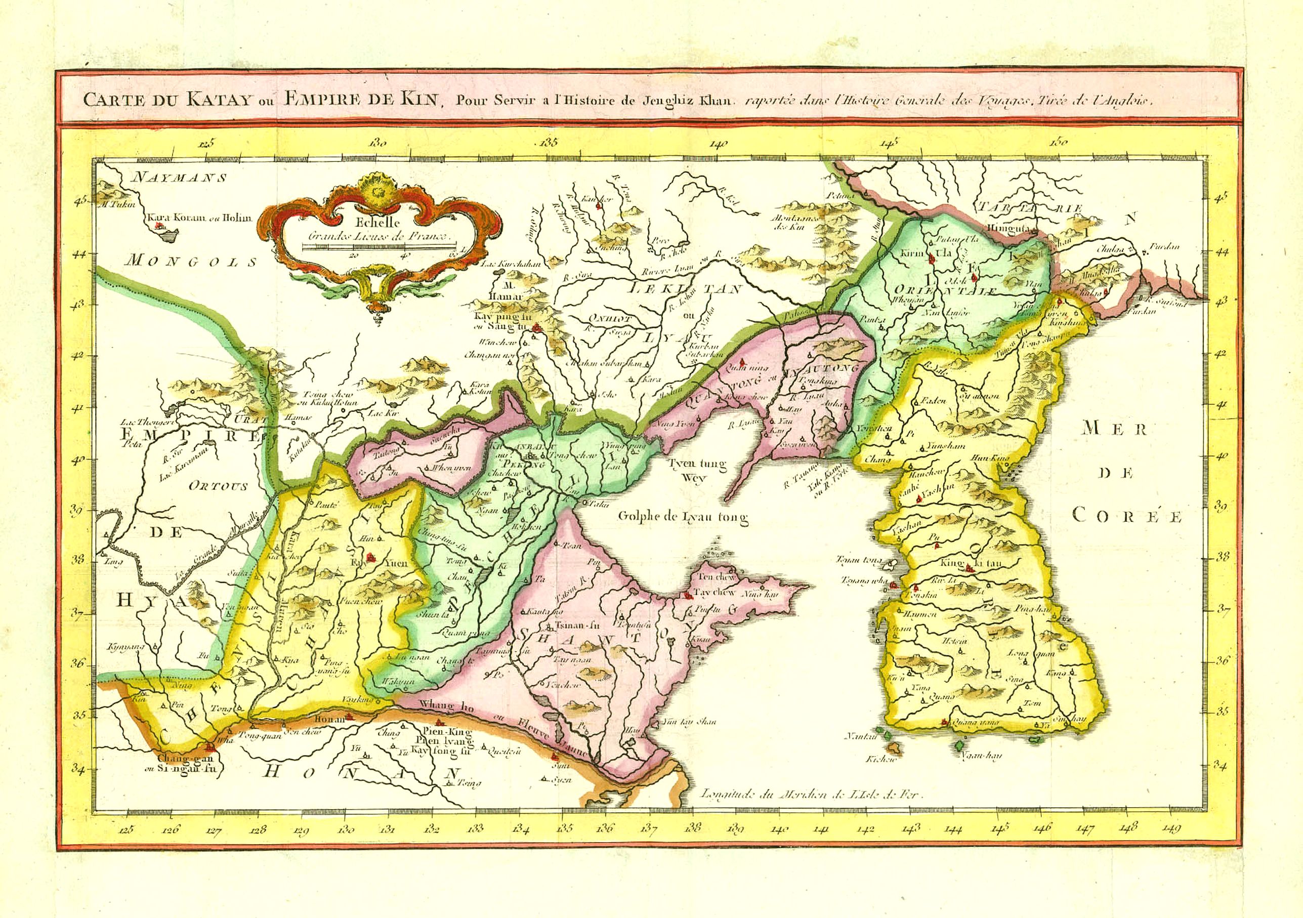 BELLIN,N., Carte du Katay ou Empire de Kin.., antique map, old maps