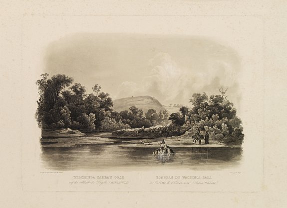 Old map by BODMER - Waschinga Sahba's Grab.. (Wakonda Creek.)