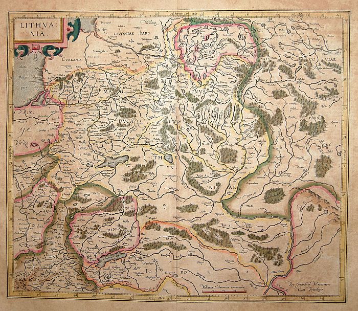 MERCATOR,G./ HONDIUS,J., Lithuania., antique map, old maps