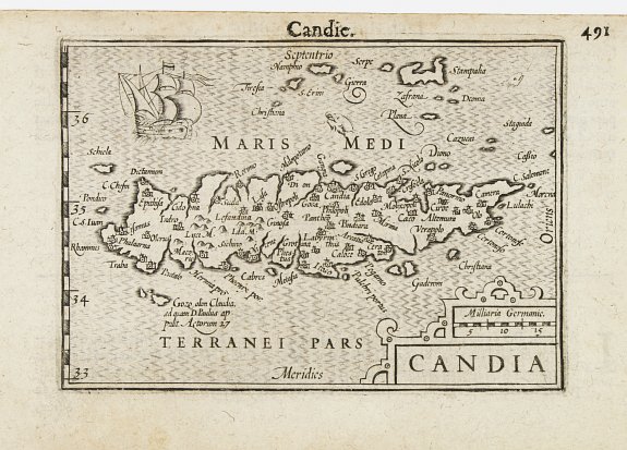 LANGENES, B., Candia / Candie., antique map, old maps