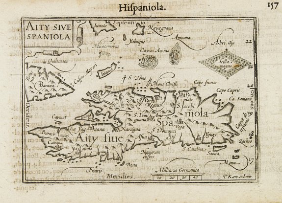LANGENES,B., Aity Sive Spaniola., antique map, old maps