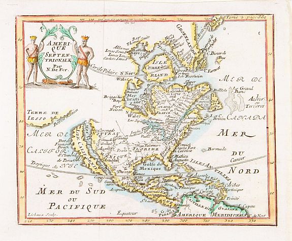 DE FER,N., Am&eacute;rique septentrionale, antique map, old maps