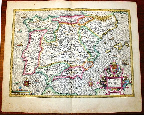 HONDIUS,J., Hispaniae Nova descriptio.., antique map, old maps