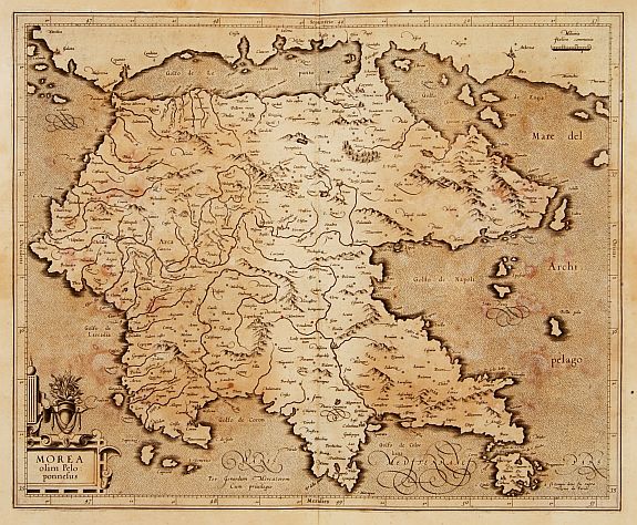 MERCATOR,G./ HONDIUS,J., Morea olim Peloponnesus., antique map, old maps
