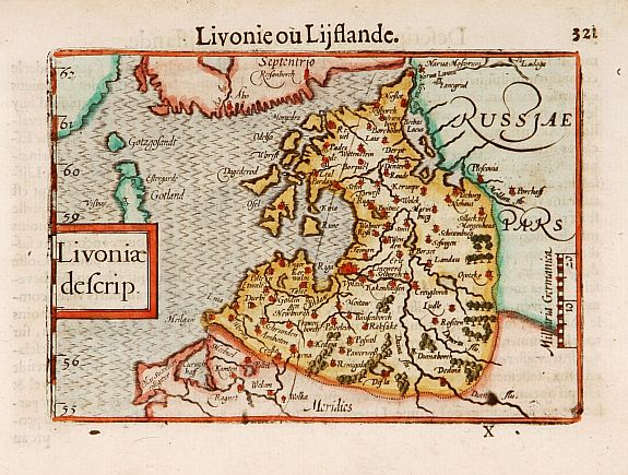 BERTIUS, Livoniae descip., antique map, old maps
