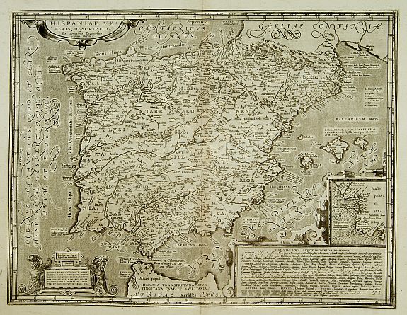 ORTELIUS,A., Hispaniae Veteris descriptio., antique map, old maps