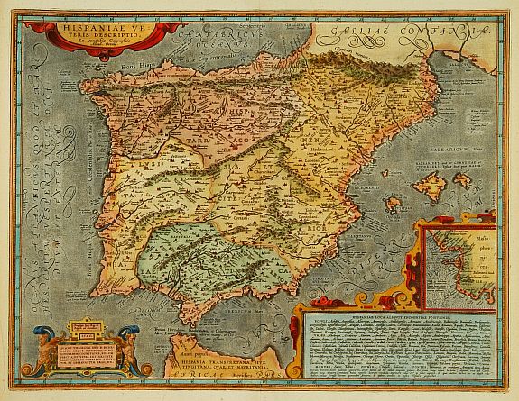 ORTELIUS,A., Hispaniae Veteris descriptio., antique map, old maps