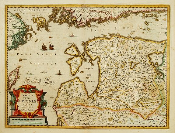 JANSSONIUS,J., Nova Totius Livoniae accurata Descriptio., antique map, old maps