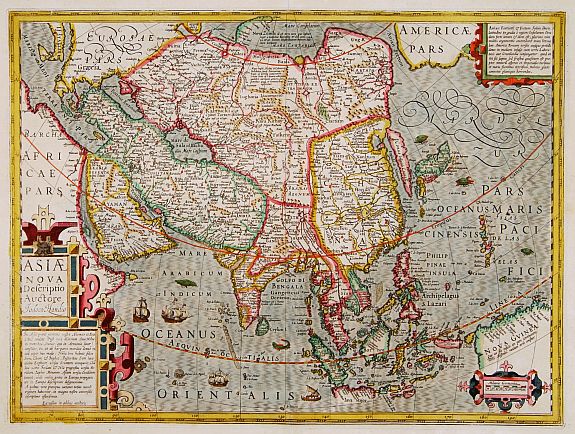 HONDIUS, J.,  Asiae Nova Descriptio., antique map, old maps