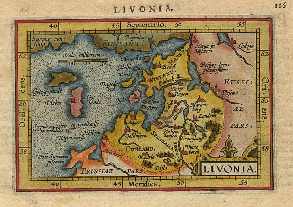 ORTELIUS,A./COIGNET.M., Livonia., antique map, old maps