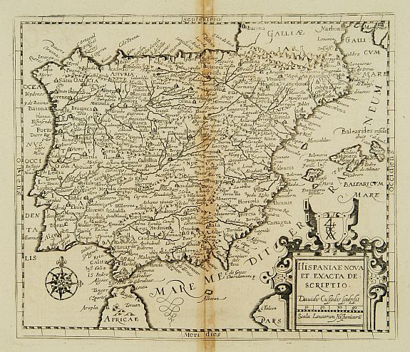 CUSTOS,D., Hispaniae nova et exacta descriptio., antique map, old maps