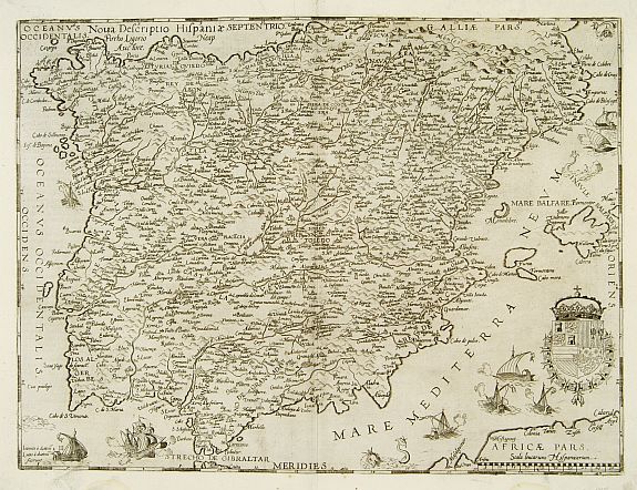 DE JODE,C., Noua Descriptio Hispaniae.., antique map, old maps