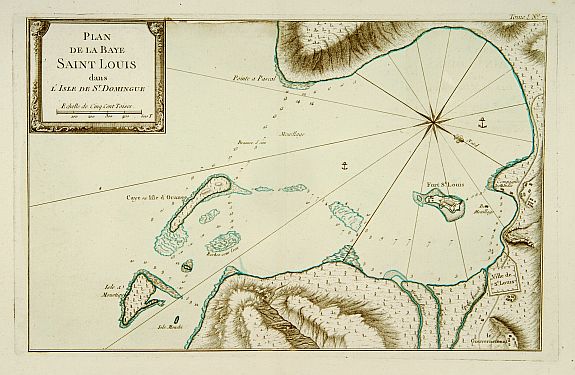 BELLIN,J.N., Plan de la Baye Saint Louis dans l'Isle de Saint Domingue., antique map, old maps