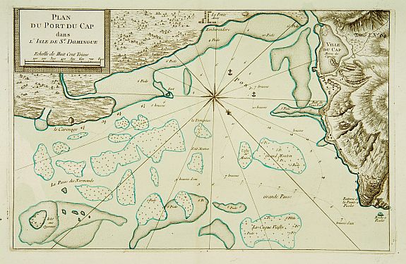 BELLIN,J.N., Plan Du Port du Cap dans l'Isle de St. Domingue., antique map, old maps