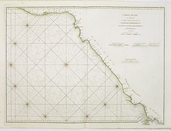 Old map by D'APRES DE MANNEVILLETTE. - Carte Plate qui comprend La partie septentrionale de LA Cöte de Coromandel et les Côtes de Golconde , D' Orcha et de Bengale.