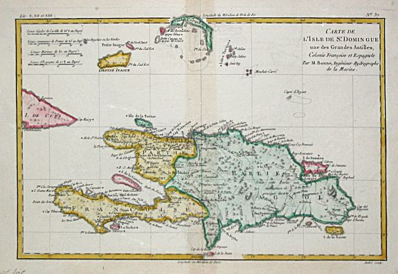 Bonne, R., Carte de l\'Isle de St. Domingue, une des Grandes Antilles., antique map, old maps