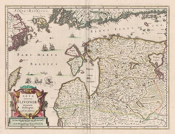 JANSSON, J., Nova Totius Livoniae accurata Descriptio., antique map, old maps