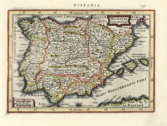 MERCATOR,G./ HONDIUS,J., Hispania nova Descript., antique map, old maps