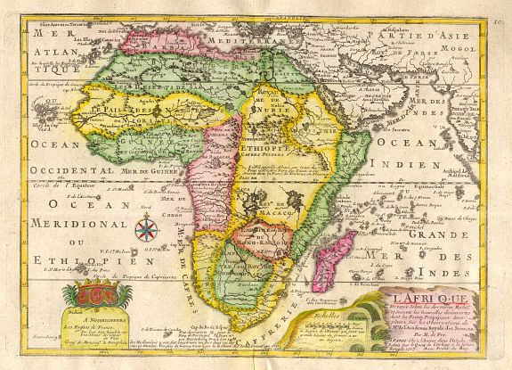 DE FER,N., L'Afrique Dressée selon les derniners relat et suivant les nouvelles decouvertes...? , antique map, old maps