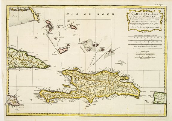 ANVILLE, d'., CARTE de SAINT-DOMINGUE avec partie des Isles voisines.., antique map, old maps