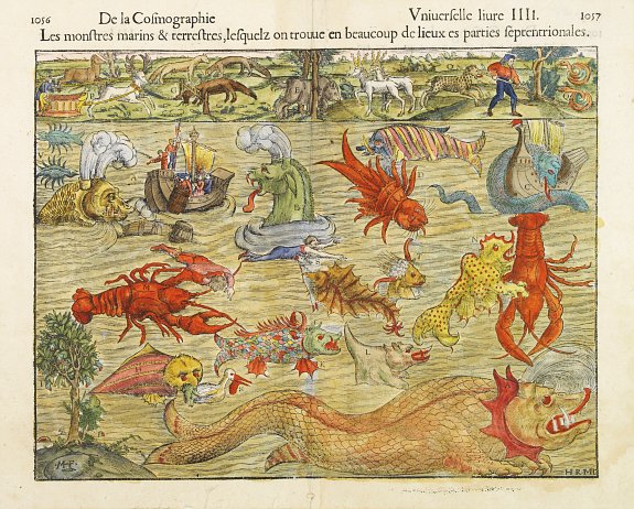 M�NSTER,S., [Sea monsters] Les monstres marins & terrestres.., antique map, old maps