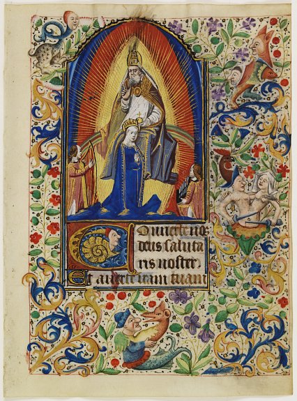 Old map by MASTER OF JEAN ROLIN II - Miniature of the crowning of the Virgin.