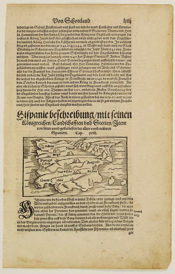 MÜNSTER,S, Hispanie beschreibung mit seinen Künigreichen/landschafften und stätten/item von sitten/gebzeüchen der alten vn neüven Spaniern., antique map, old maps