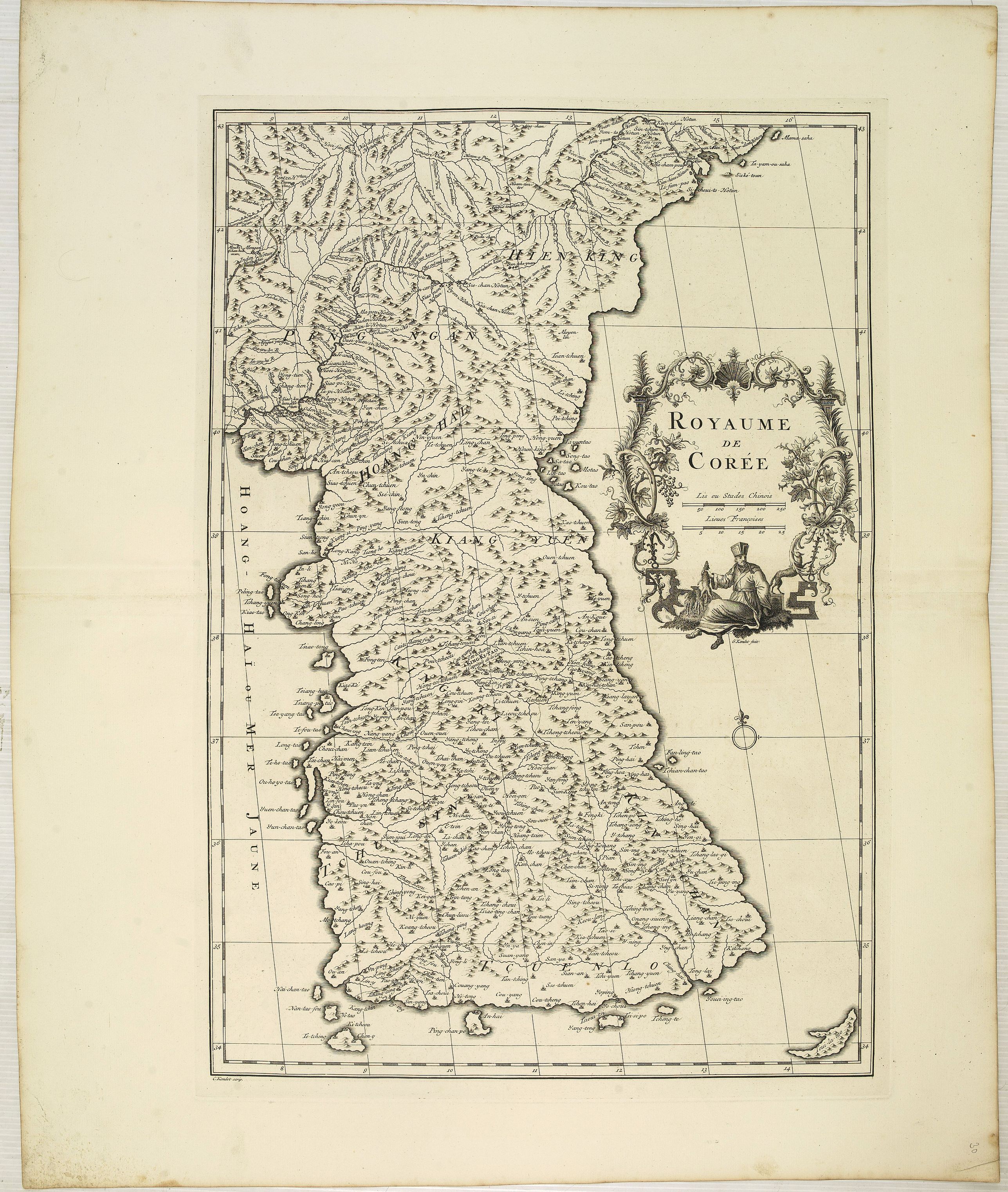 ANVILLE, J.B.D', Royaume de Corée., antique map, old maps