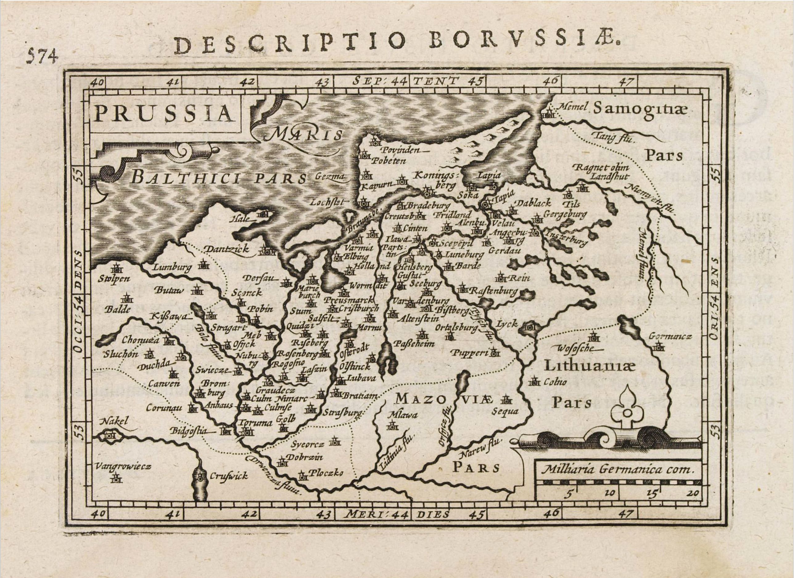 ORTELIUS, A., Prussia., antique map, old maps