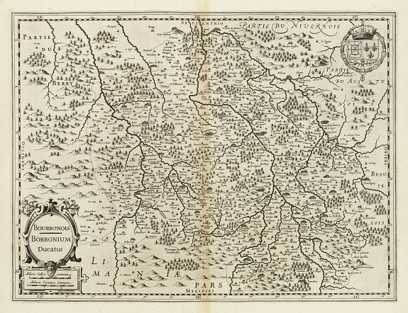 Old map by MERCATOR - Bourbonois, Borbonium Ducatus.