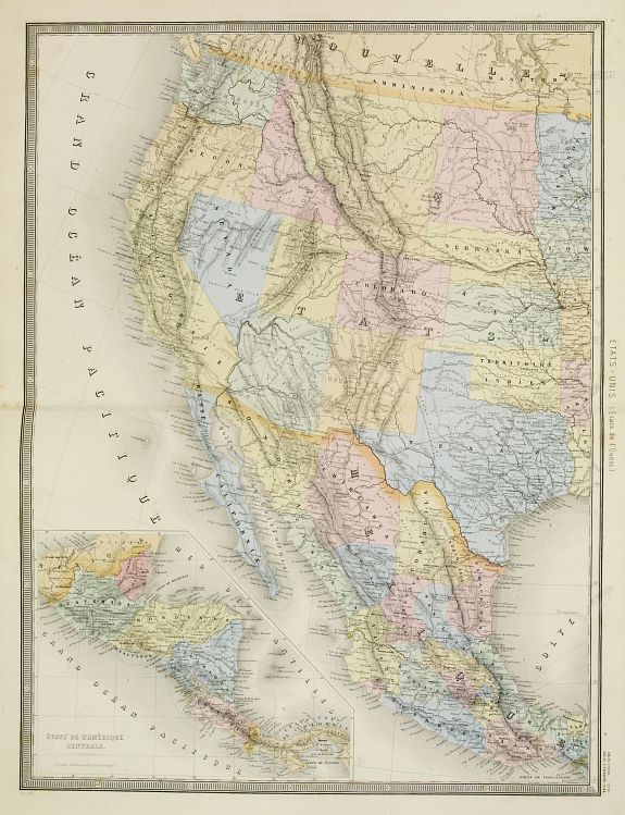 Old map by ANDRIVEAU - Etats Unis (Etats de l' Ouest).