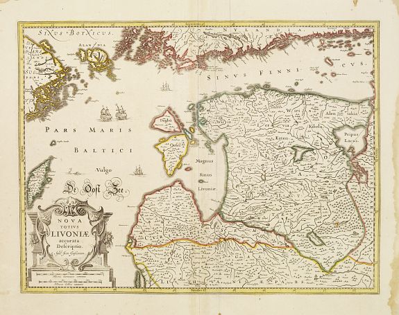 JANSSONIUS,J., Nova Totius Livoniae accurata Descriptio., antique map, old maps