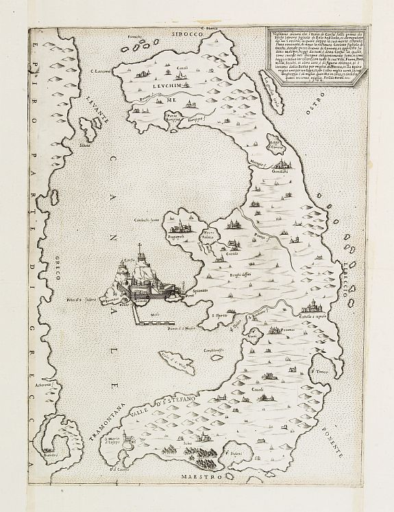 BERTELLI, F. / FORLANI, F., Vogliono alcuni l'isola di Corfu fosse prima .., antique map, old maps