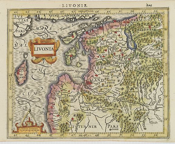 MERCATOR, G. / HONDIUS, J., Livonia., antique map, old maps