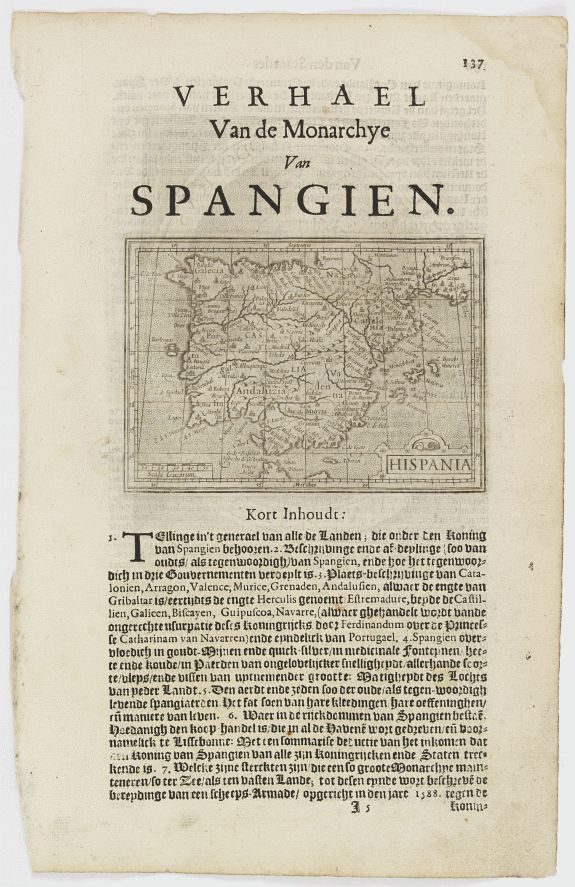 DE CLERCK, N., Hispania., antique map, old maps