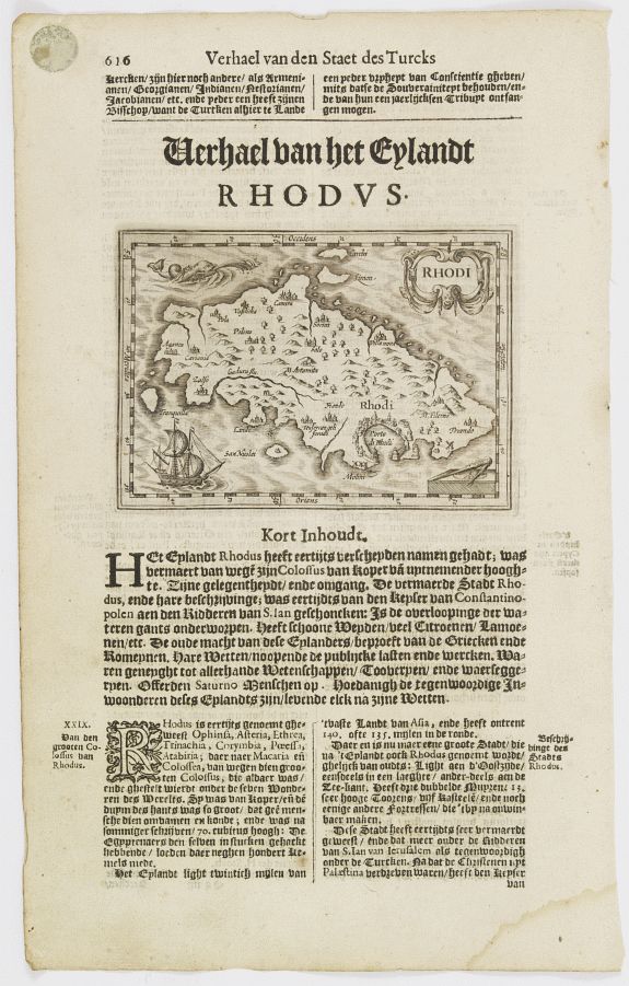 DE CLERCK, N., Rhodi., antique map, old maps
