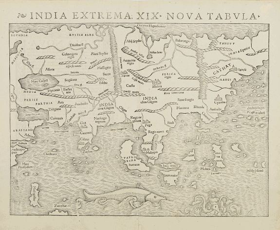 M�NSTER,S., India extrema XIX Nova Tabula., antique map, old maps