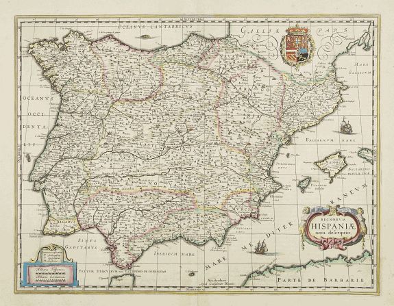 BLAEU, W., Regnorum Hispaniae nova descriptio., antique map, old maps