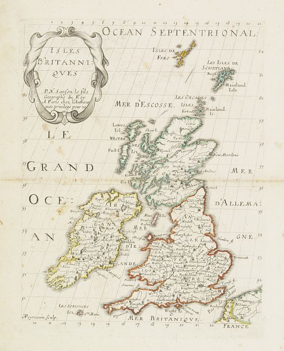 SANSON, N.,  Isles Britaniques. . ., antique map, old maps