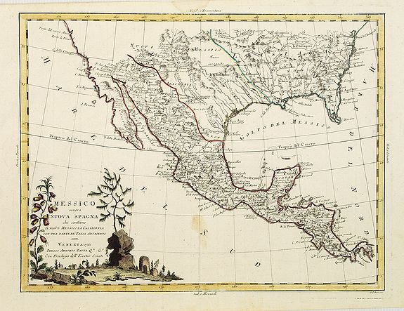 Old map by ZATTA - Messico ouvero Nuova Spagna che contiene Il Nuova Messico La California con una Parte de Paesi Adjacenti. . .